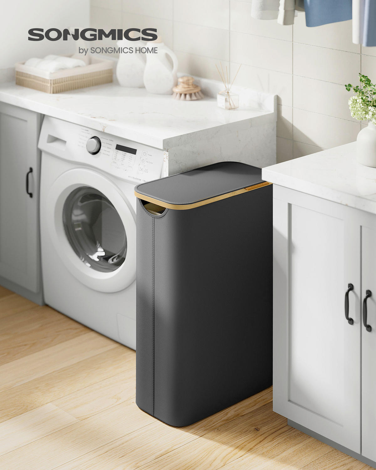 WÄSCHEKORB - Schwarz, Trend, Naturmaterialien/Kunststoff (42/70,5/22,5cm) - Boxxx