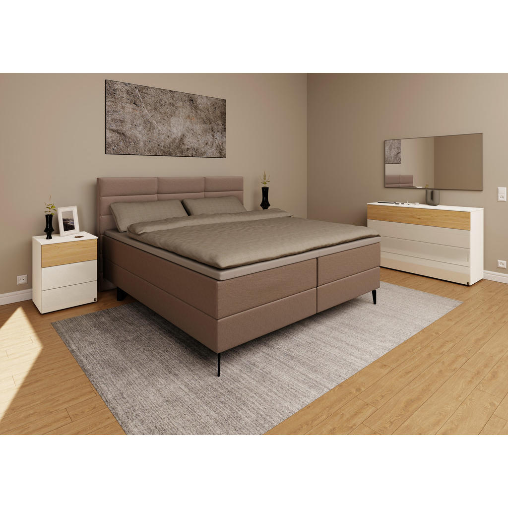 Thumbnail - Musterring Boxspringbett, Hellbraun, Textil, H2 + H4, 7-Zonen, Höhe ca. 22 cm, 180x200 cm, Dgm, Über- und Sondergrößen e...