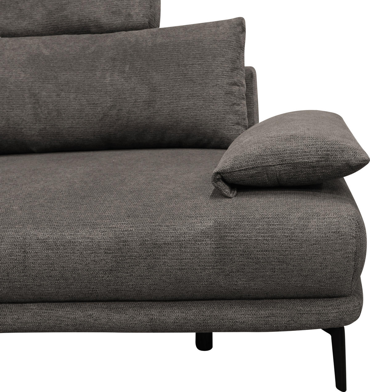 ECKSOFA Graubraun Webstoff  - Graubraun/Schwarz, Design, Textil/Metall (192/260cm) - MID.YOU