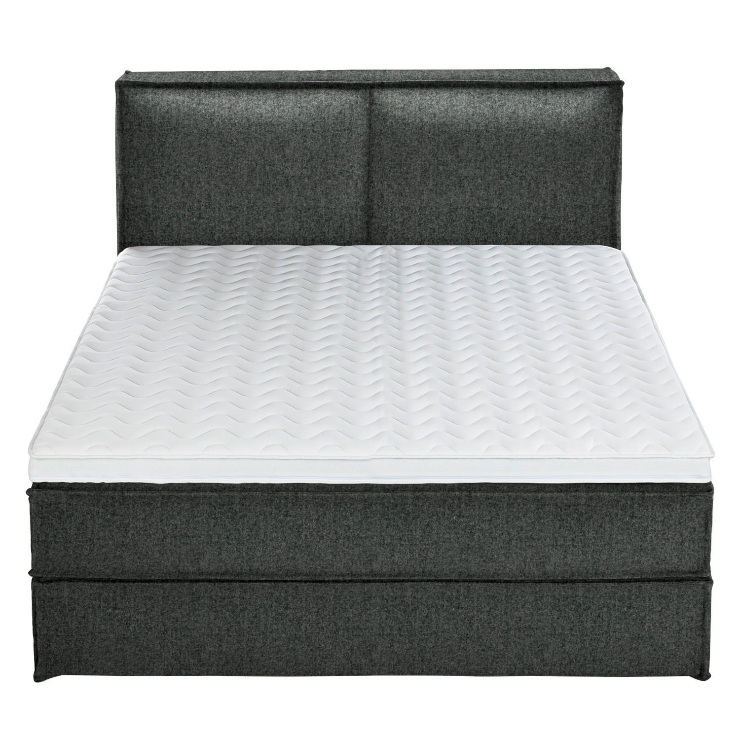 Thumbnail - home24 Boxspringbett, Anthrazit, Textil, H3, 7-Zonen, Höhe ca. 24 cm, 180x200 cm, gepolstertes Kopfteil, Topper durchgeh...