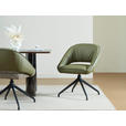 ARMLEHNSTUHL  Sitzfläche 360° drehbar, automatische Rückholfunktion  Echtleder  - Schwarz/Graugrün, Design, Leder/Metall (61/81/66cm) - Dieter Knoll