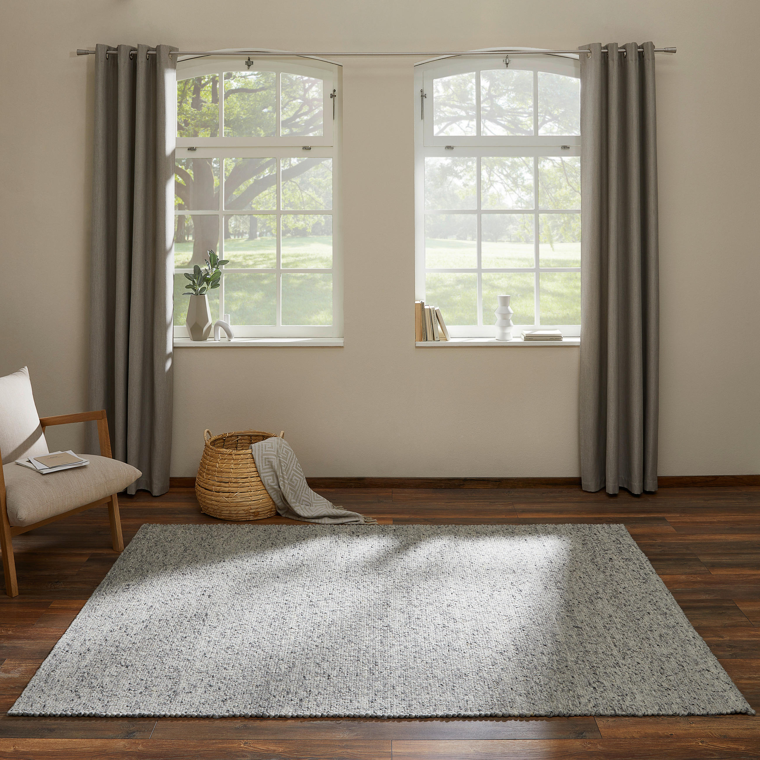 HANDWEBTEPPICH 70/130 cm Grau  - Grau, Basics, Textil (70/130cm) - Linea Natura