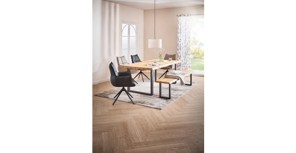 SITZBANK 160/44/40 cm Wildeiche massiv Metall  - Schwarz, Natur, Holz/Metall (160/44/40cm) - Landscape