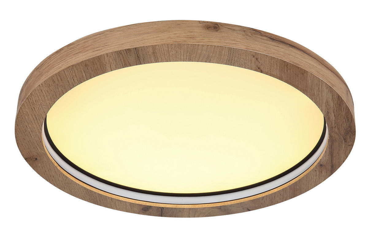 LED-DECKENLEUCHTE 24 W  40/6,5 cm    - Dunkelbraun/Opal, Natur, Holzwerkstoff/Kunststoff (40/6,5cm) - Globo