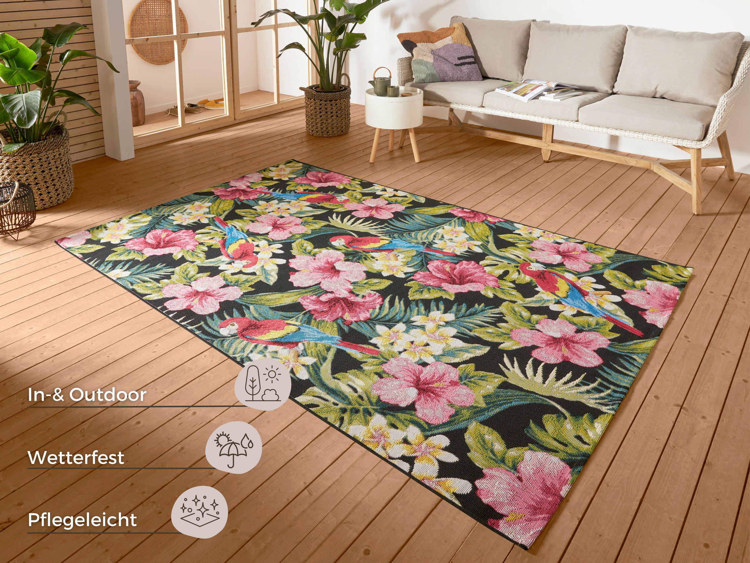 OUTDOORTEPPICH 120/180 cm Flair Multicolor, Schwarz  - Multicolor/Schwarz, Design, Kunststoff (120/180cm)