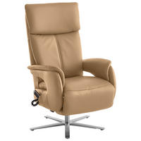 RELAXSESSEL in Leder Honig  - Edelstahlfarben/Honig, Design, Leder/Metall (70/124/85cm) - Cantus