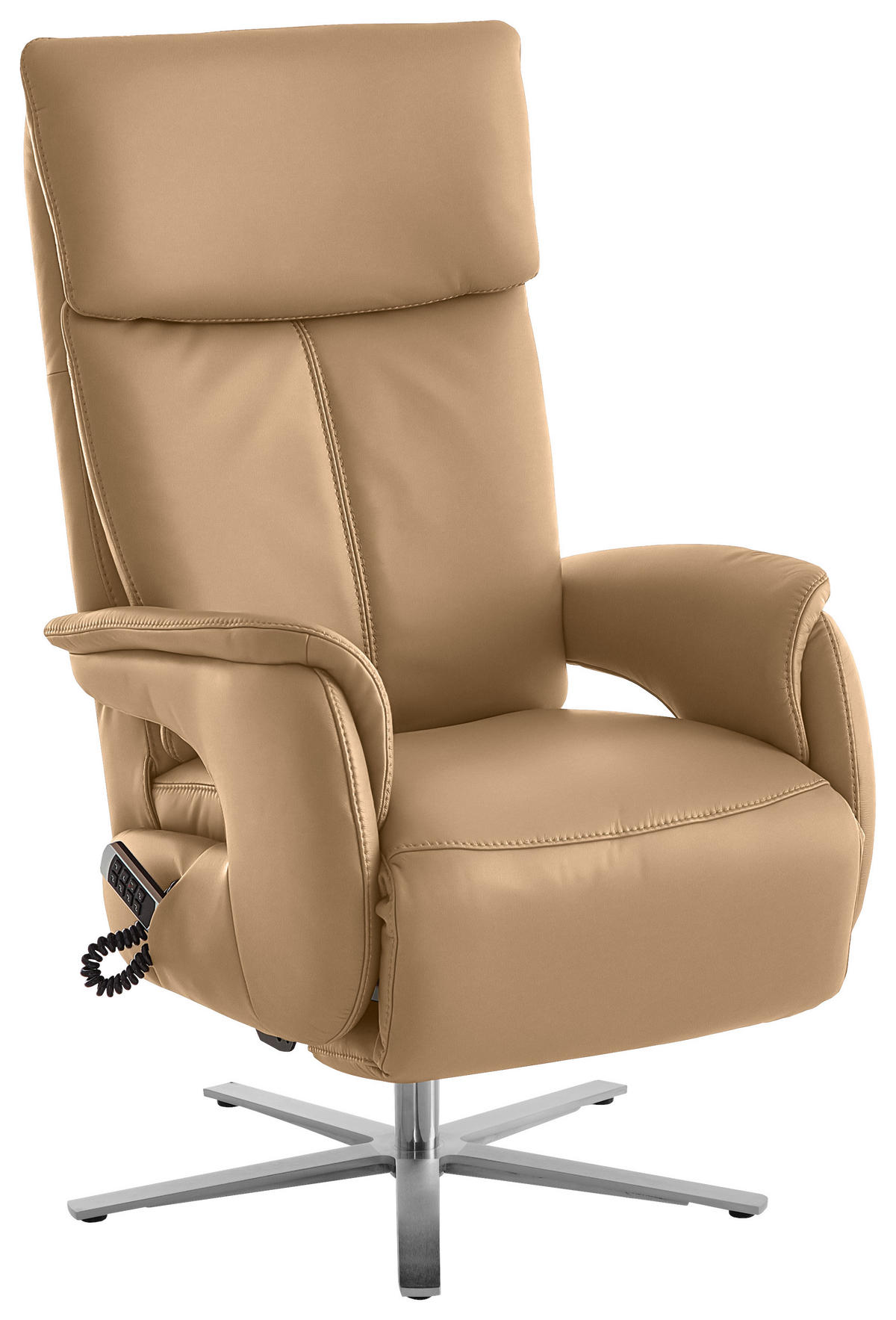 RELAXSESSEL in Leder Honig  - Edelstahlfarben/Honig, Design, Leder/Metall (70/124/85cm) - Cantus