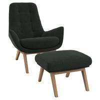 SESSELSET Flachgewebe Hocker    - Waldgrün/Eichefarben, Design, Holz/Textil (84/95/96cm) - MID.YOU