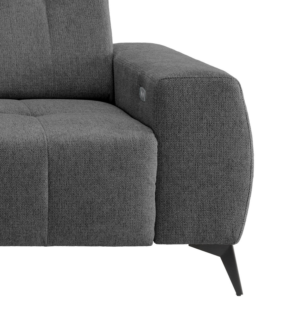 ECKSOFA in Chenille Anthrazit  - Anthrazit/Schwarz, Modern, Textil/Metall (180/258cm) - Livetastic