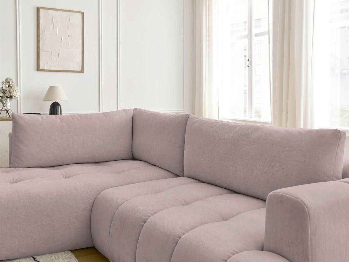ECKSCHLAFSOFA FUJI Leinenoptik Rosa  inkl.  - Schwarz/Rosa, MODERN, Kunststoff/Textil (204/282cm)