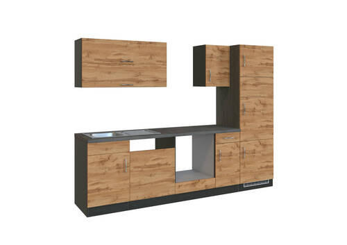KÜCHENLEERBLOCK   in Eichefarben  - Eichefarben/Anthrazit, MODERN, Holzwerkstoff (270/200/60cm) - Held
