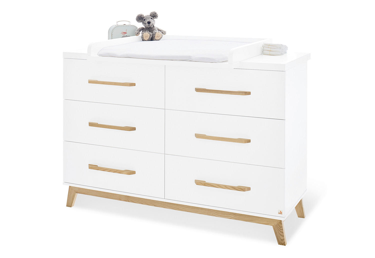 WICKELKOMMODE PINOLINO RIVA Weiß  - Eschefarben/Weiß, Design, Holz (140/78/105cm) - Pinolino