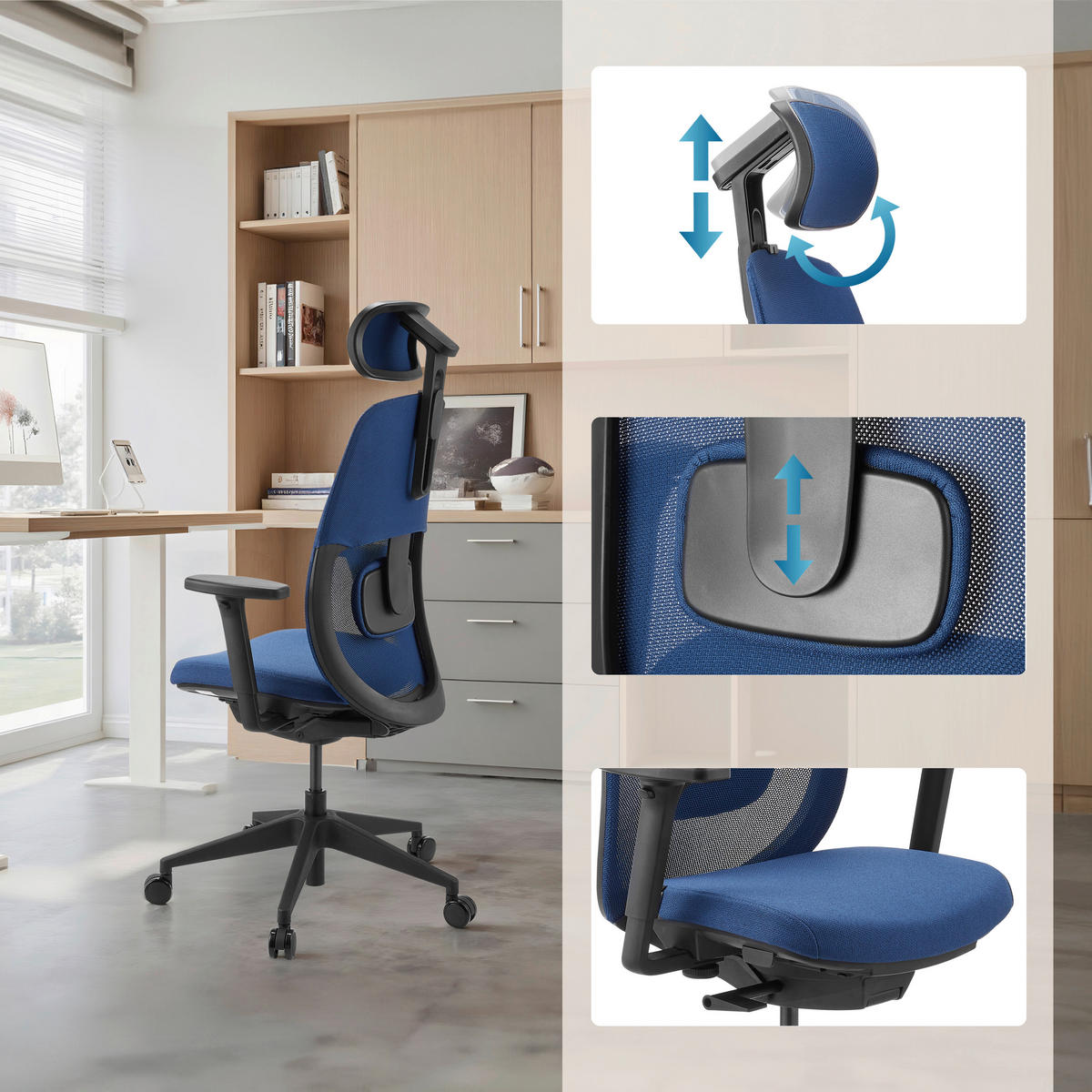 DREHSTUHL Flachgewebe Blau  - Blau/Schwarz, MODERN, Kunststoff/Textil (71/131/66cm) - MID.YOU