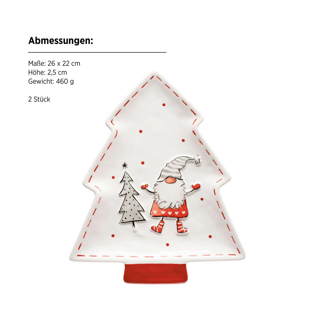 SERVIERPLATTEN-SET WEIHNACHTSWICHTEL  - Rot/Weiß, Basics, Keramik (26/2,5/22cm) - Mäser