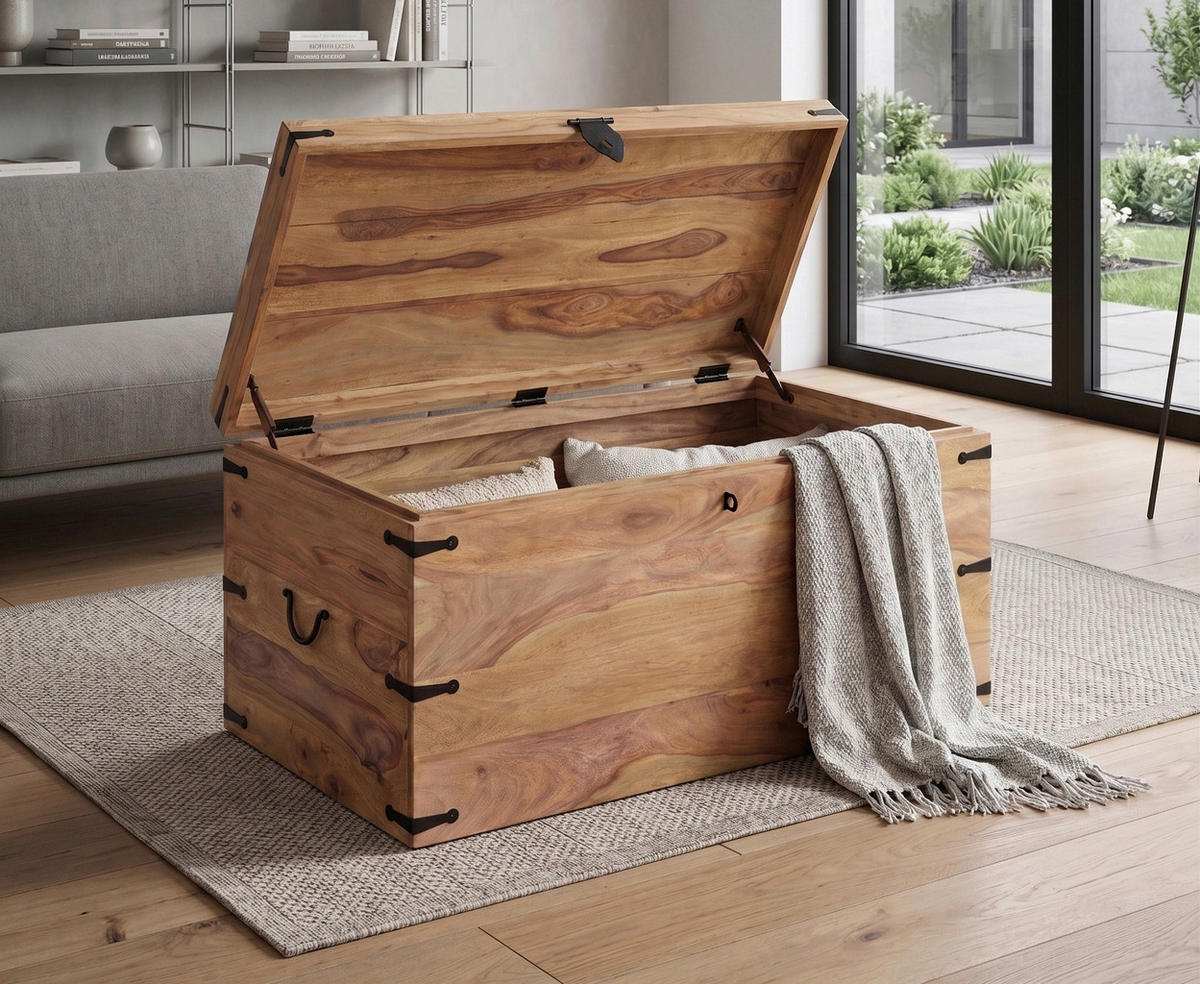 TRUHE in Holz 90/45/45 cm  - Naturfarben, Design, Holz (90/45/45cm) - Livetastic