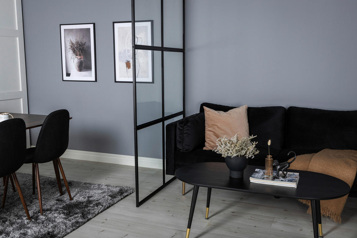 MELLANVÄGG  i metall, glas  svart  - svart, Modern, metall/glas (120/210/2cm) - P & B