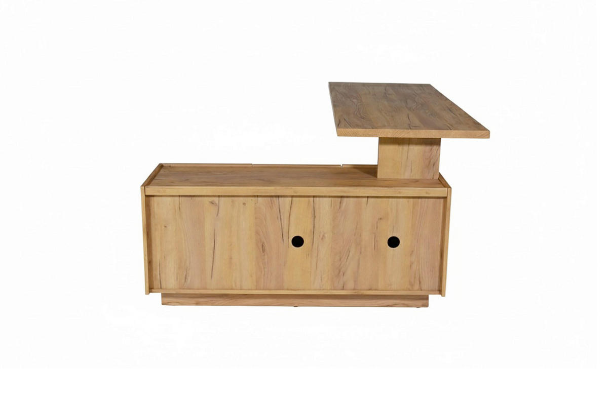 ECKSCHREIBTISCH 160/136/74 cm Eichefarben Stauraum, seitenverkehrt montierbar  - Eichefarben, Design, Glas/Holzwerkstoff (160/136/74cm) - MID.YOU