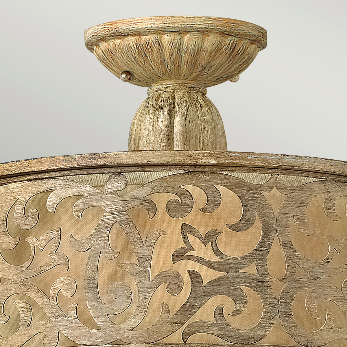 DECKENLEUCHTE  37.5/35.6 cm    - Champagner, Romantik / Landhaus, Glas/Textil (37.5/35.6cm) - Elstead Lighting