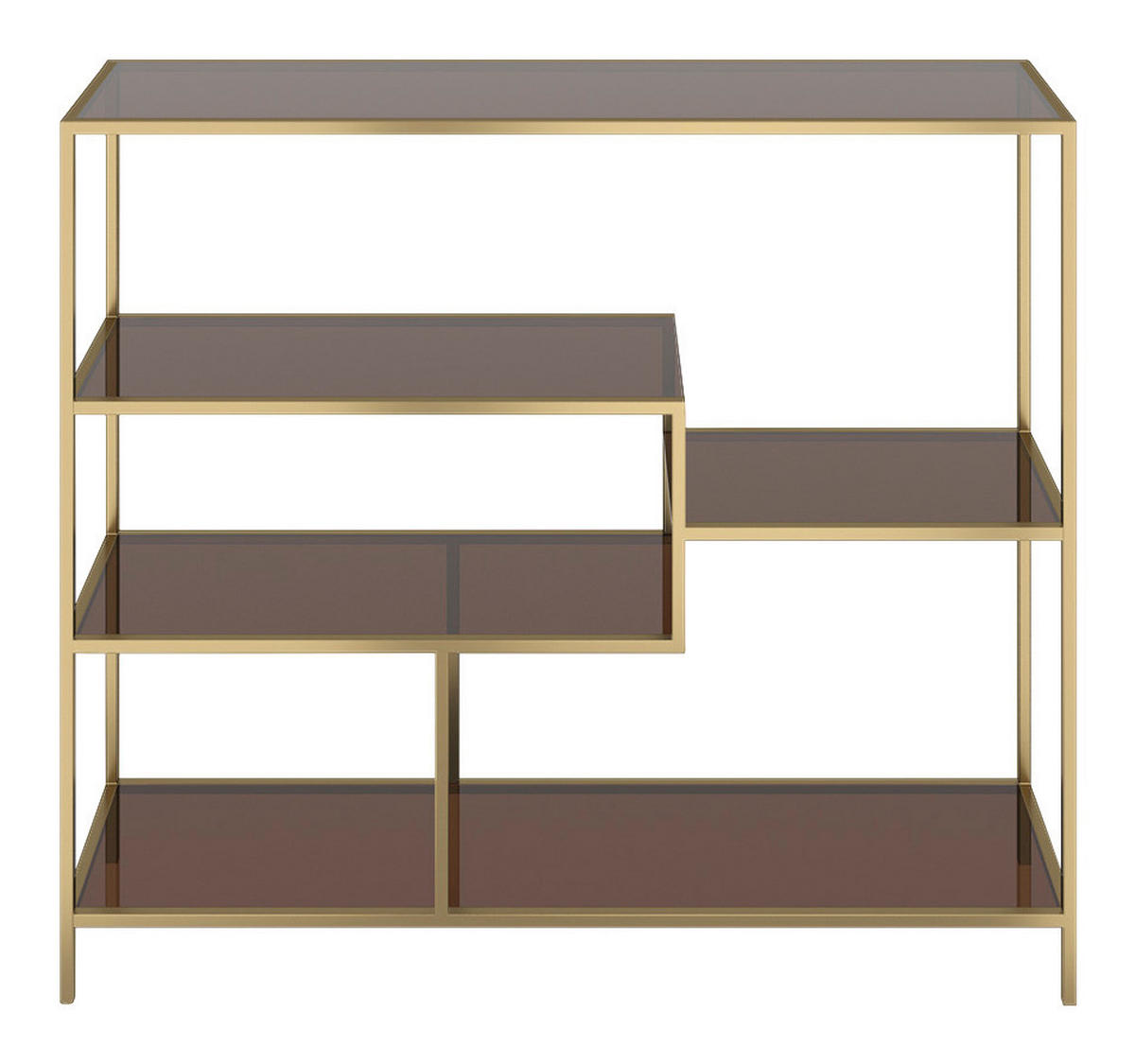 REGAL Goldfarben, Hellbraun  - Hellbraun/Goldfarben, Design, Glas/Metall (115/100/30cm) - Kare-Design