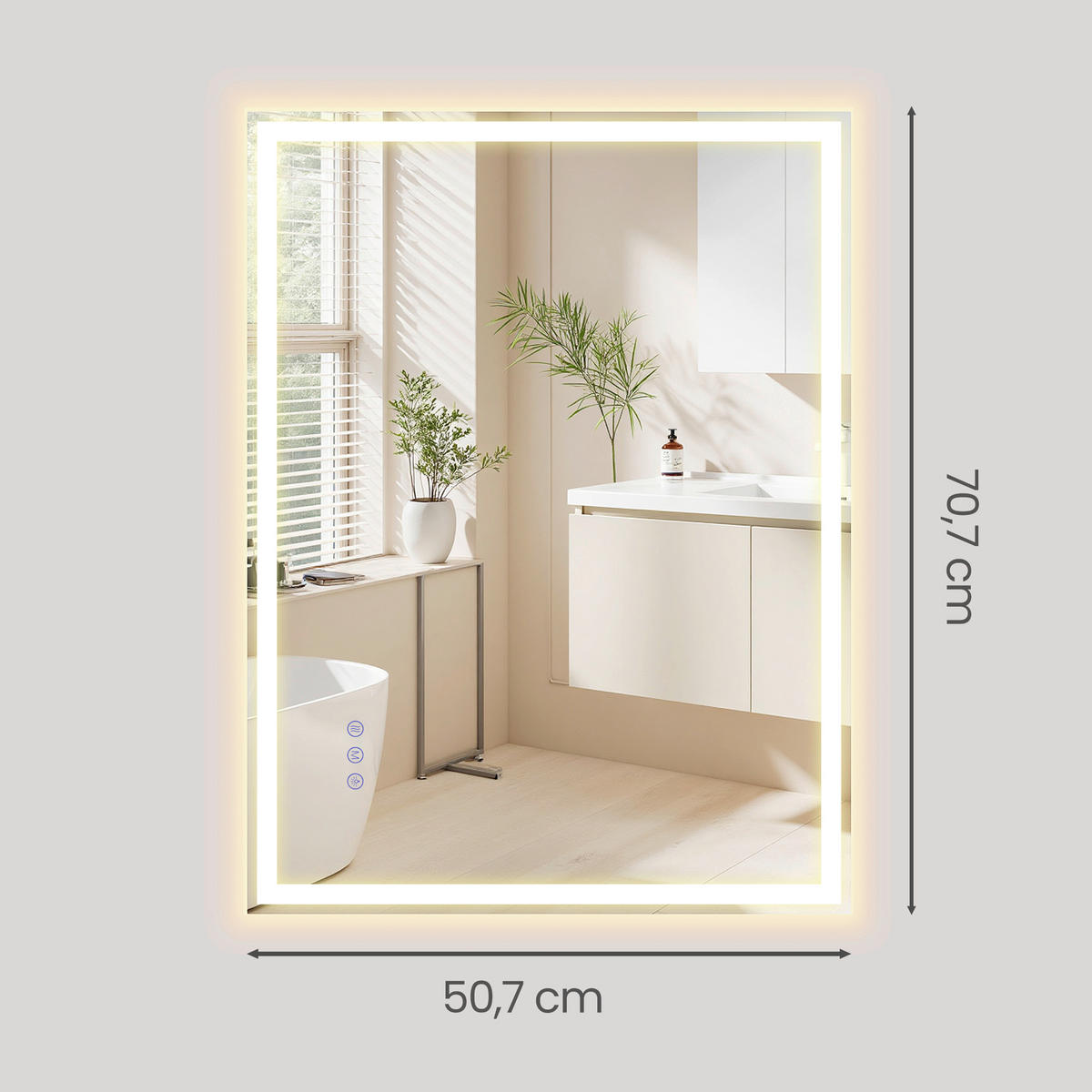 BADEZIMMERSPIEGEL 50,7/70,7/2,4 cm  - Weiß, Trend, Glas/Kunststoff (50,7/70,7/2,4cm) - Boxxx