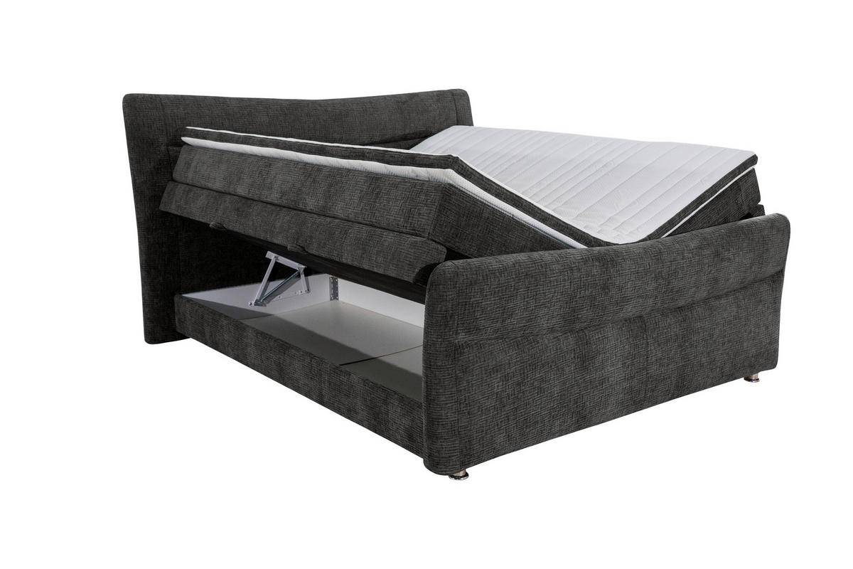 BOXSPRINGBETT 180/200 cm  in Graphitfarben  - Chromfarben/Graphitfarben, KONVENTIONELL, Textil/Metall (180/200cm) - Esposa