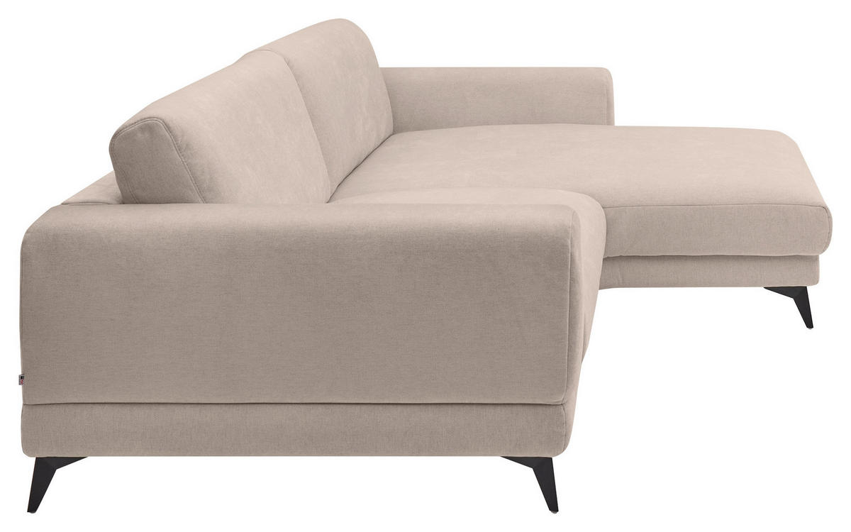 ECKSOFA Beige Chenille  - Beige/Schwarz, KONVENTIONELL, Textil/Metall (292/194cm) - SetOne by Musterring