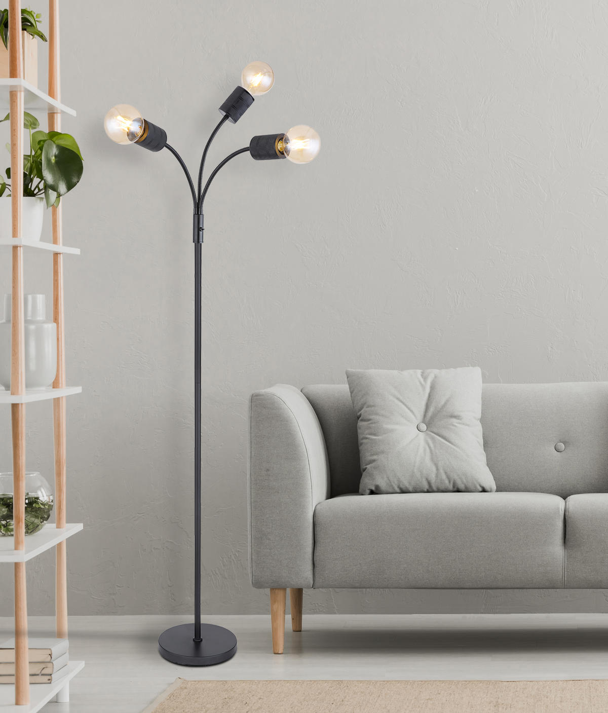 STEHLEUCHTE 53/170 cm    - Schwarz, Basics, Metall (53/170cm) - Globo