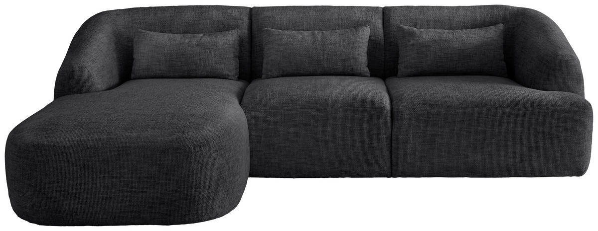 ECKSOFA Schwarz Struktur  - Schwarz, MODERN, Kunststoff/Textil (160/256cm) - Livetastic