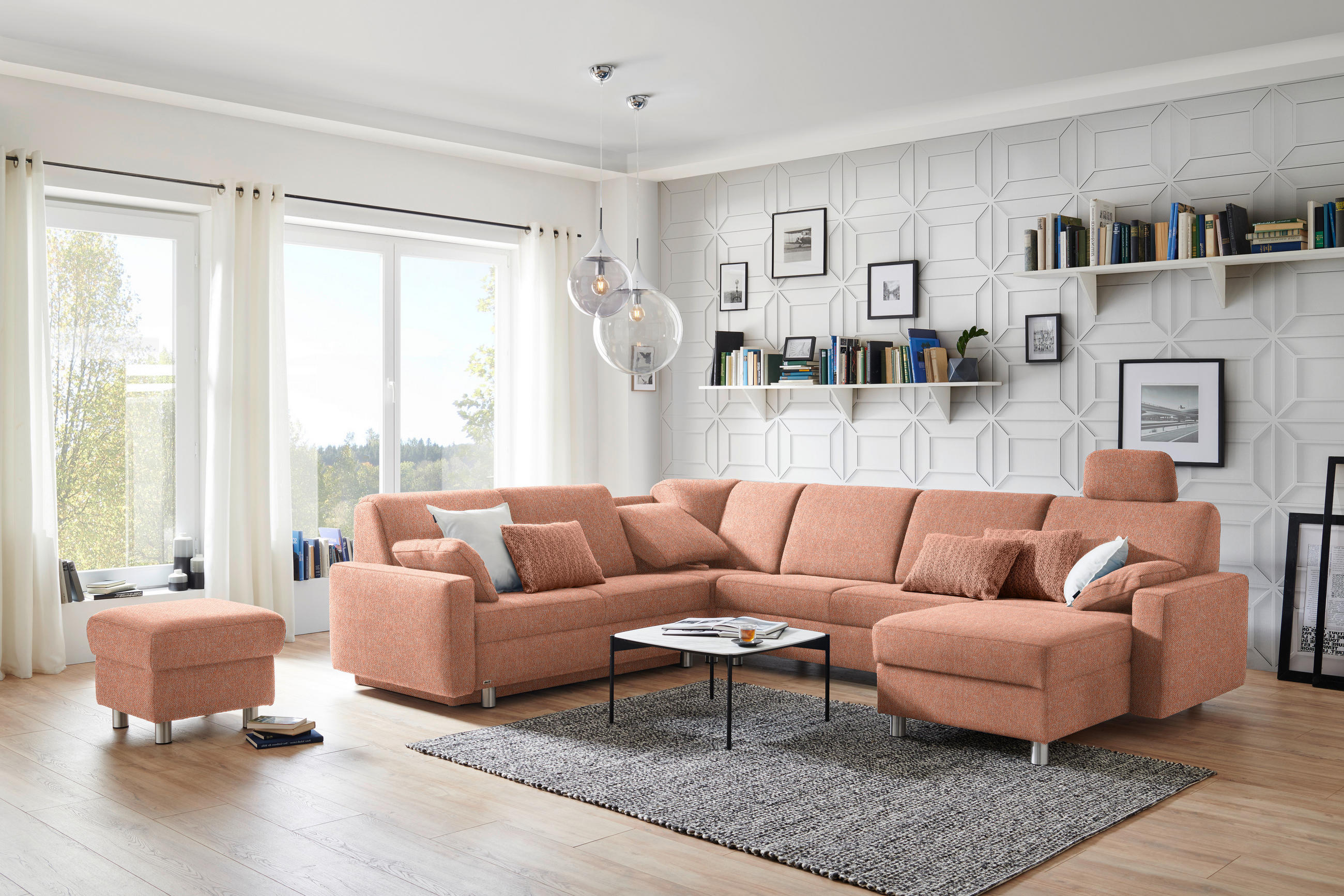 WOHNLANDSCHAFT in Chenille Orange  - Alufarben/Orange, KONVENTIONELL, Kunststoff/Textil (236/322/158cm) - Sedda