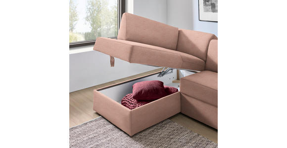 ECKSOFA in Webstoff Hellrot  165/224 cm  - Hellrot/Schwarz, KONVENTIONELL, Kunststoff/Textil (165/224cm) - Xora