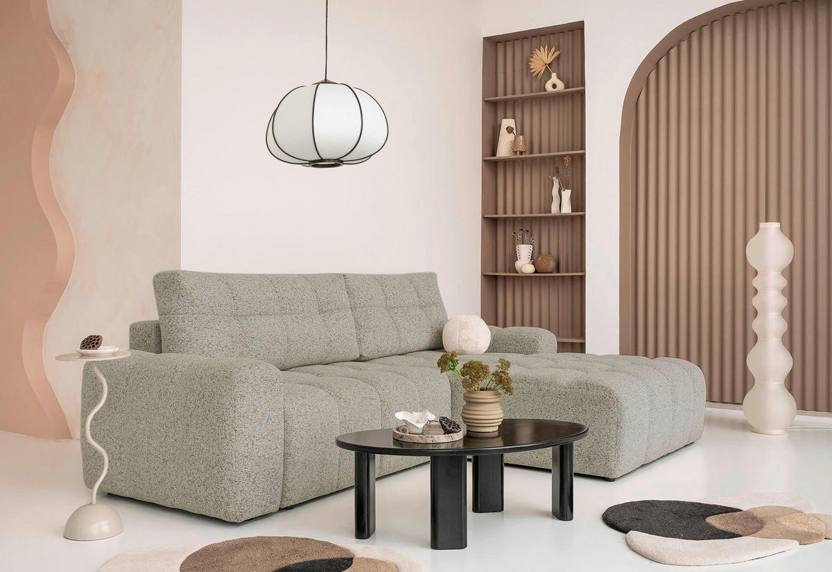 ECKSOFA  Grau  - Schwarz/Grau, Design, Kunststoff/Textil (268/184cm) - MID.YOU