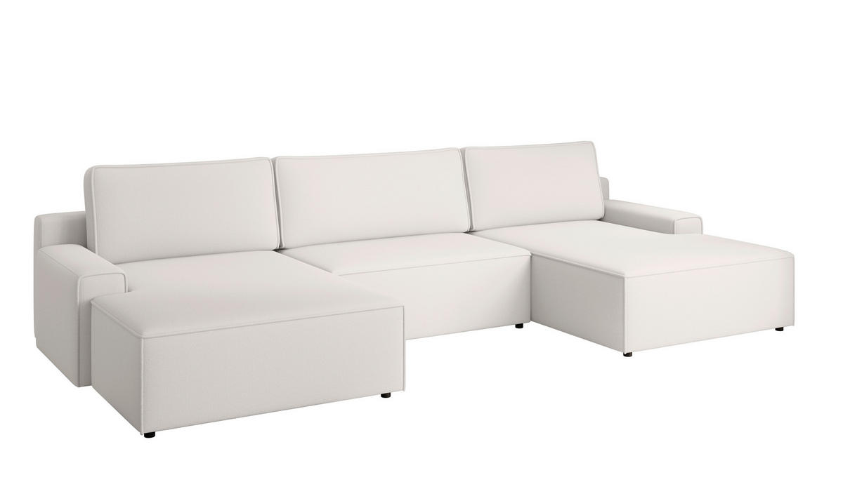 WOHNLANDSCHAFT CHALLENGE Silberfarben Struktur  - Silberfarben/Schwarz, MODERN, Kunststoff/Textil (168/333/168cm) - Trendmanufaktur