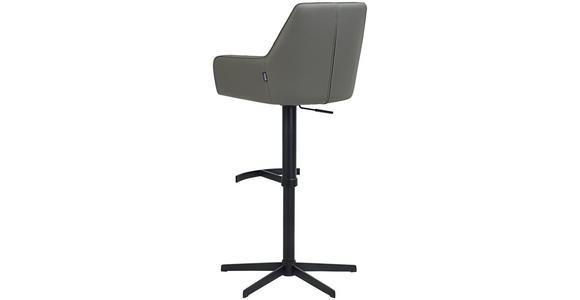 BARHOCKER Echtleder Anthrazit Eisen Sitzfläche 360° drehbar, inklusive Armlehnen - Anthrazit/Schwarz, Design, Leder/Metall (55/90-116/53cm) - Novel