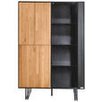 VITRINE  in furniert Eiche Schwarz, Eichefarben - Eichefarben/Schwarz, Trend, Glas/Holz (91,5/136/40cm) - Xora