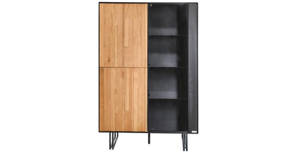 VITRINE  in furniert Eiche Schwarz, Eichefarben - Eichefarben/Schwarz, Trend, Glas/Holz (91,5/136/40cm) - Xora