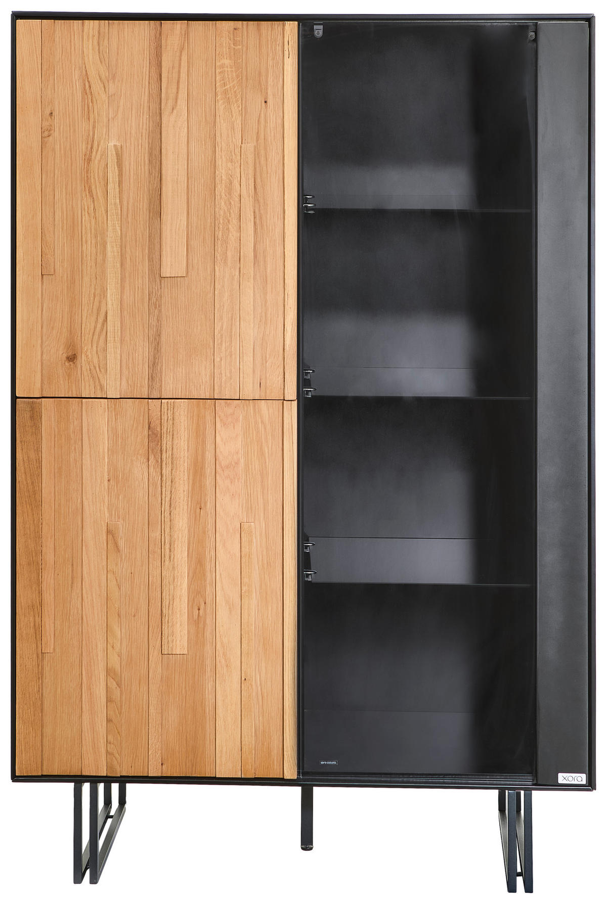 VITRINE  in furniert Eiche Schwarz, Eichefarben  - Eichefarben/Schwarz, Trend, Glas/Holz (91,5/136/40cm) - Xora