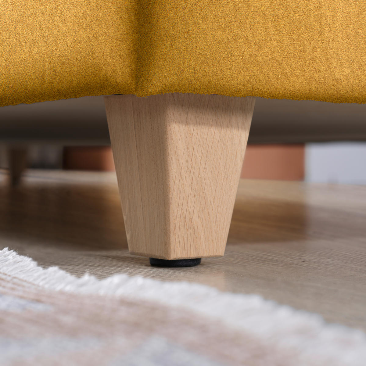 ECKSOFA in Flachgewebe Senfgelb  261/203 cm  - Eichefarben/Senfgelb, KONVENTIONELL, Holz/Textil (261/203cm) - Sedda