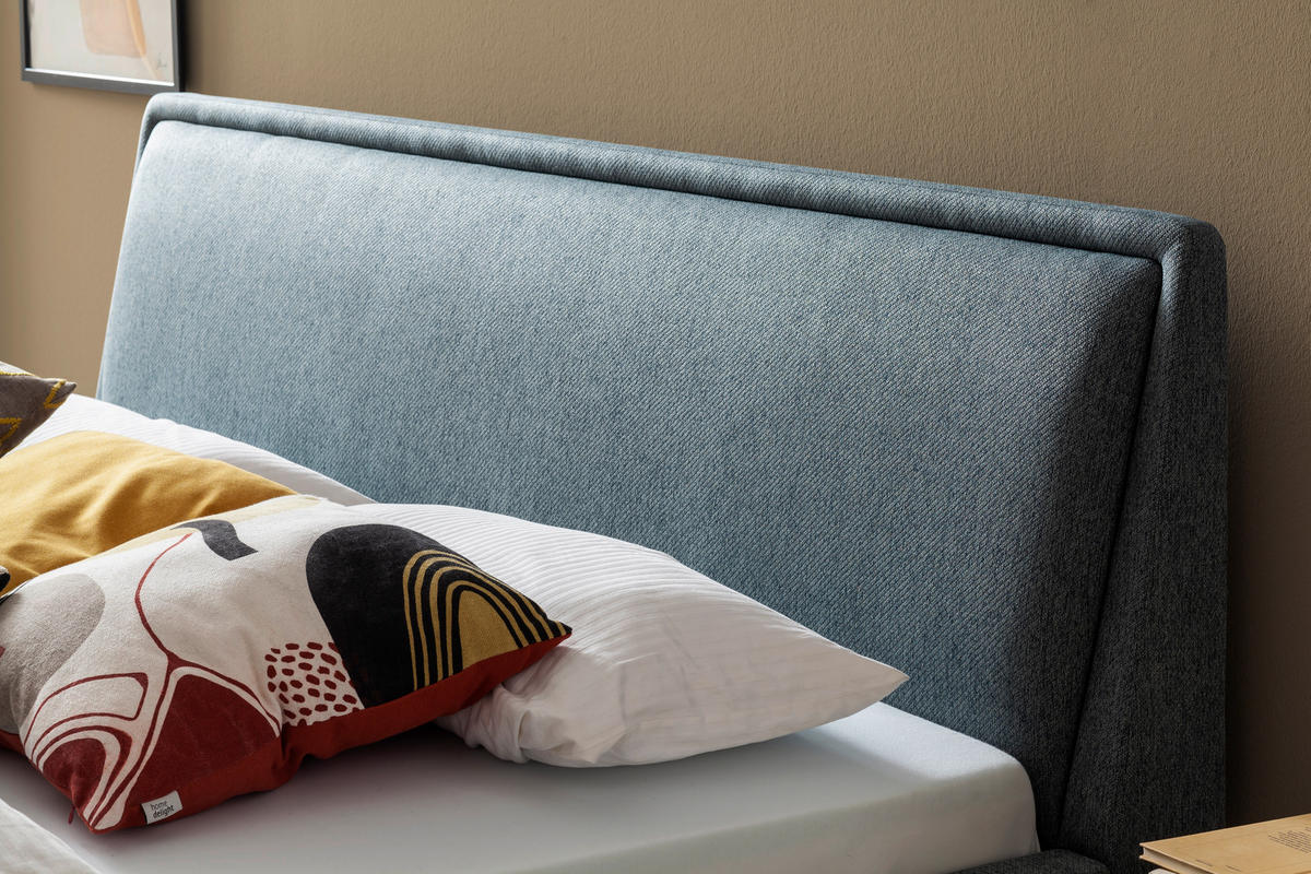 POLSTERBETT 140/200 cm  in Blau  - Blau/Eichefarben, Konventionell, Holz/Textil (140/200cm) - Livetastic