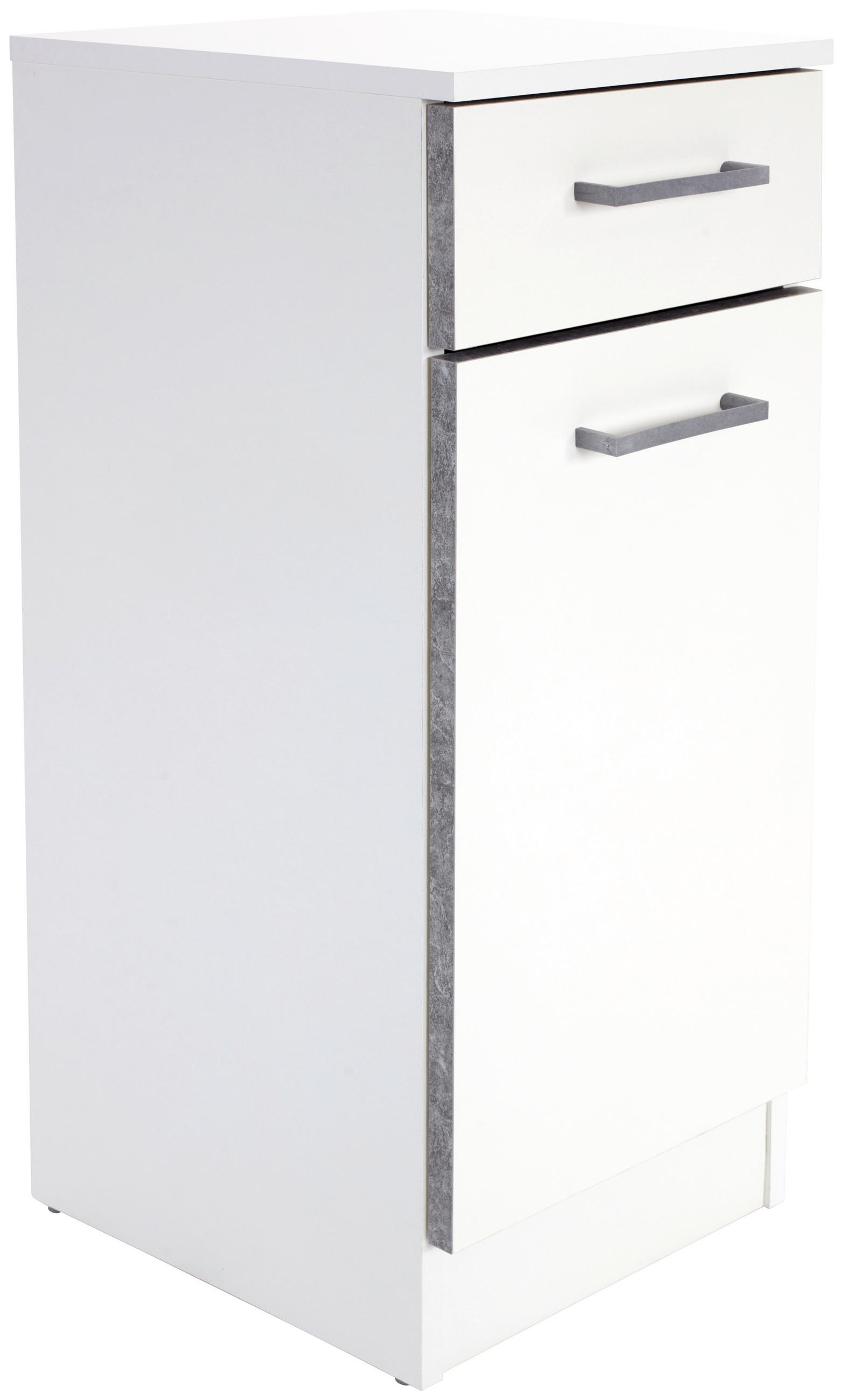 Unterschrank Verona B: 33 Cm, Weiß/ Betonoptik