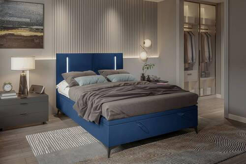 BOXBETT 140/200 cm  in Dunkelblau  - Schwarz/Dunkelblau, KONVENTIONELL, Textil/Metall (140/200cm) - Modante