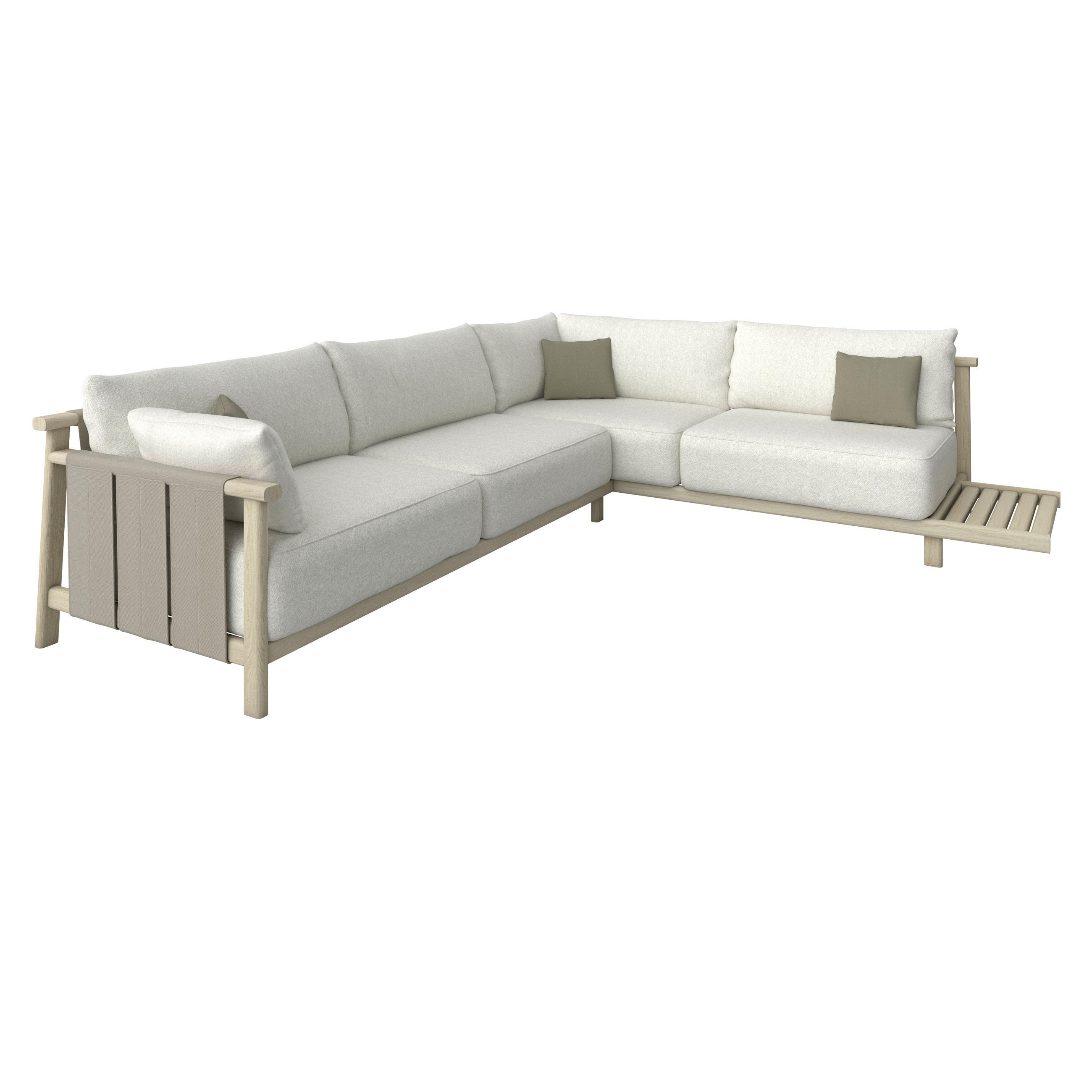 LOUNGEGARNITUR  - Sandfarben/Taupe, Romantik / Landhaus, Holz/Textil (308/264cm) - Diesel