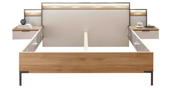 BETTANLAGE 180/200 cm  in Graphitfarben, Eichefarben, Hellgrau  - Eichefarben/Hellgrau, Design, Holz/Holzwerkstoff (180/200cm) - Xora