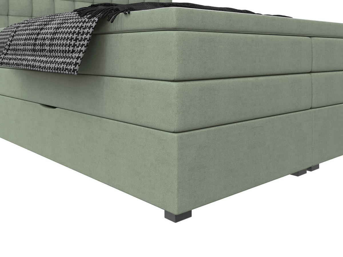 BOXSPRINGBETT 160/200 cm,  in Grün, Bettkasten, Topper, Matratzen, H3 = fest  - Schwarz/Grün, KONVENTIONELL, Kunststoff/Textil (160/200cm) - Boxxx