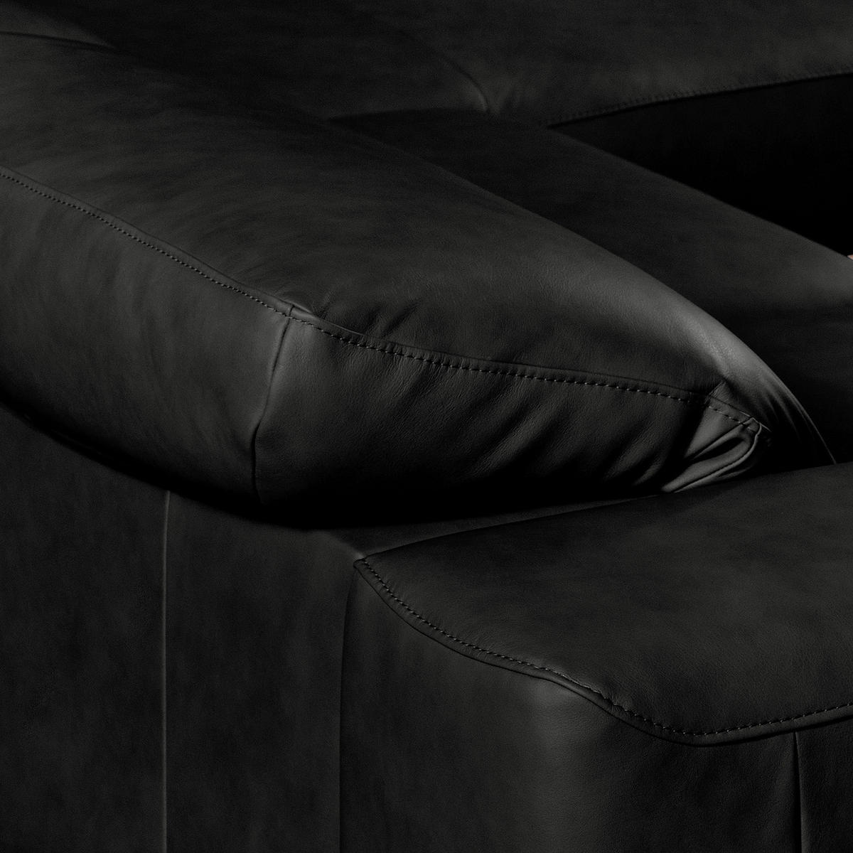 ECKSOFA  in Echtleder Schwarz  295/187 cm  - Schwarz, Design, Leder/Metall (295/187cm) - Livetastic
