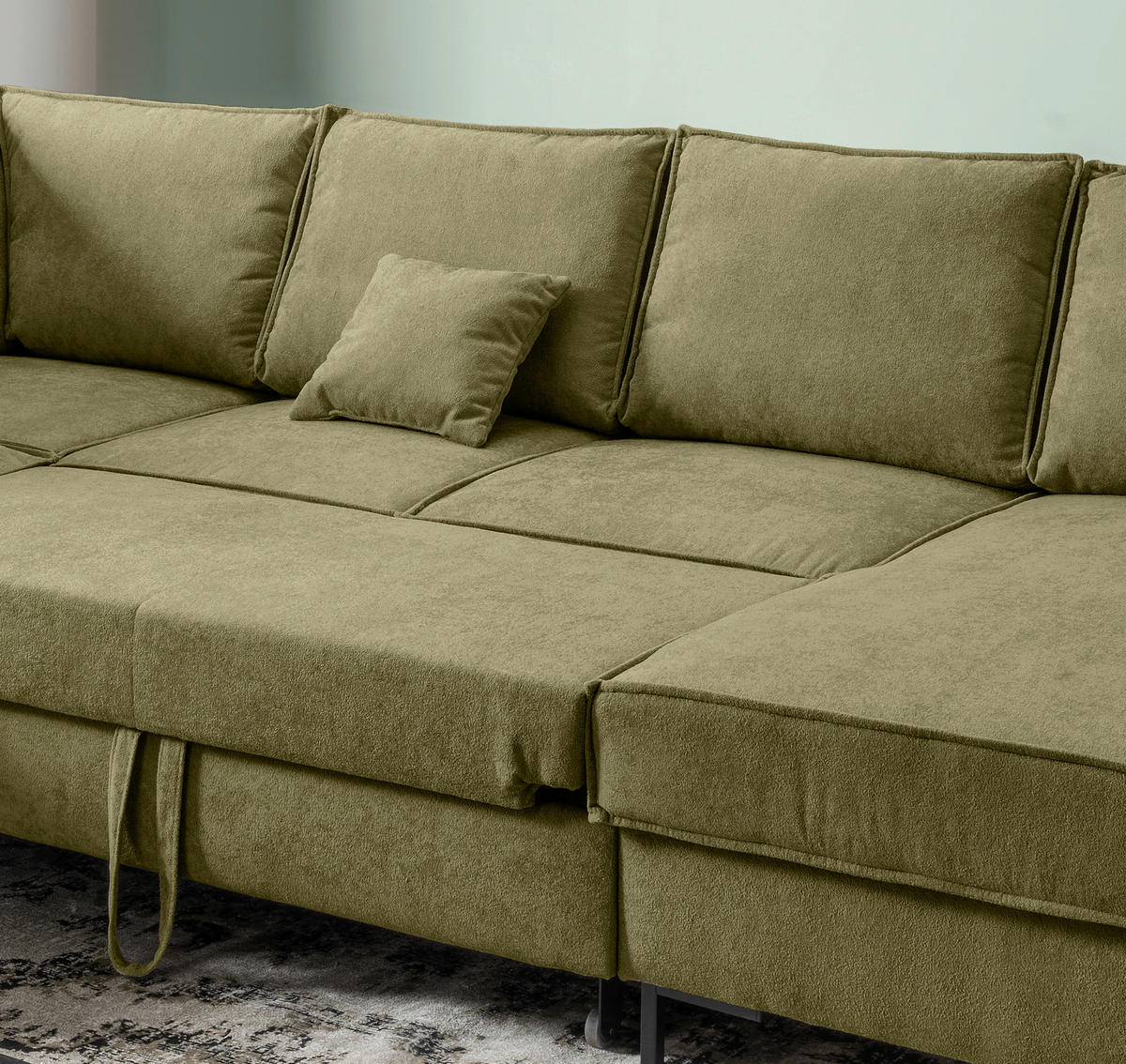 SJEDEĆA GARNITURA tekstil  zelena   - zelena/crna, Moderno, tekstil/metal (198/309/150cm) - MID.YOU