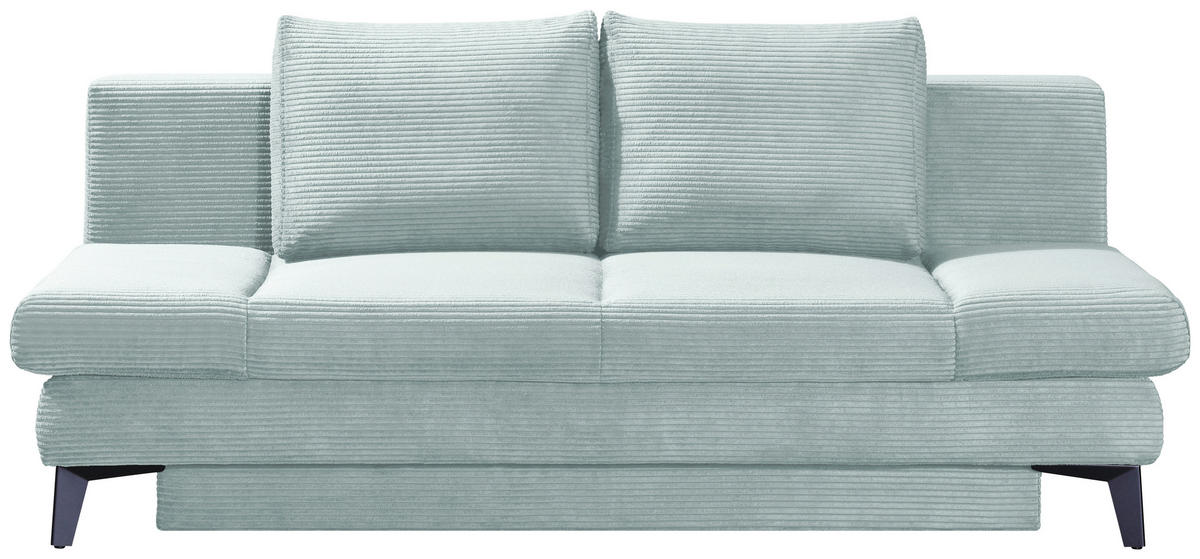 SCHLAFSOFA Cord Hellblau  inkl. Bettkasten, Schlaffunktion, Armteilverstellung  - Schwarz/Hellblau, Design, Textil/Metall (200/85/90cm) - Novel