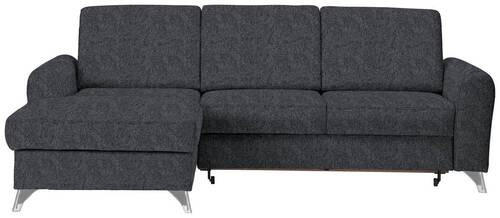 ECKSOFA in Flachgewebe Dunkelgrau  - Dunkelgrau/Silberfarben, Design, Textil/Metall (167/244cm) - Cantus