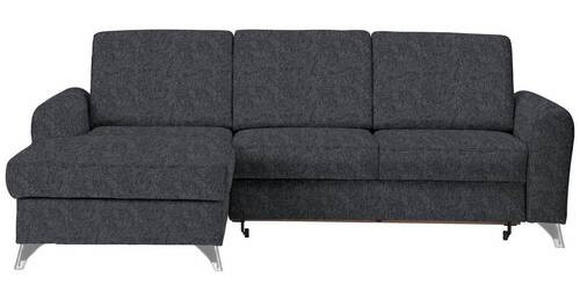 ECKSOFA in Flachgewebe Dunkelgrau  - Dunkelgrau/Silberfarben, Design, Textil/Metall (167/244cm) - Cantus