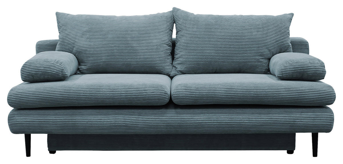 SCHLAFSOFA  mit Cord Türkis  - Türkis/Schwarz, Design, Holz/Textil (202/85/99cm) - P & B