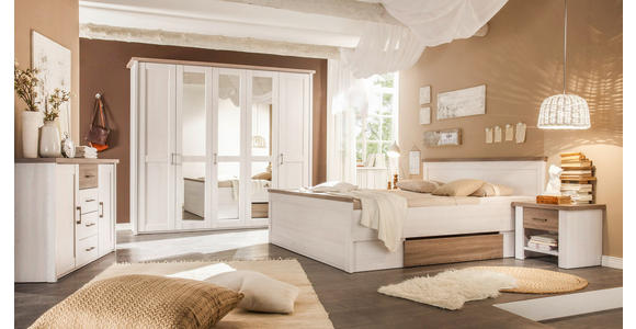 BETTANLAGE 180/200 cm in Weiß, Trüffeleichefarben - Trüffeleichefarben/Weiß, LIFESTYLE, Holzwerkstoff (180/200cm) - Carryhome